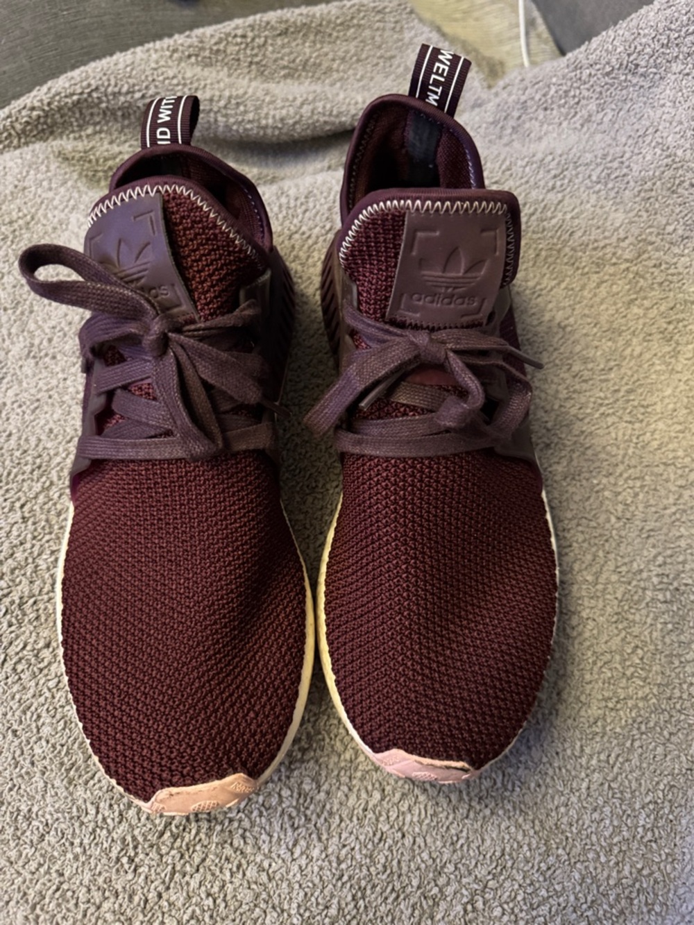 adidas Deep Burgundy Knit Lace-Up Sneakers